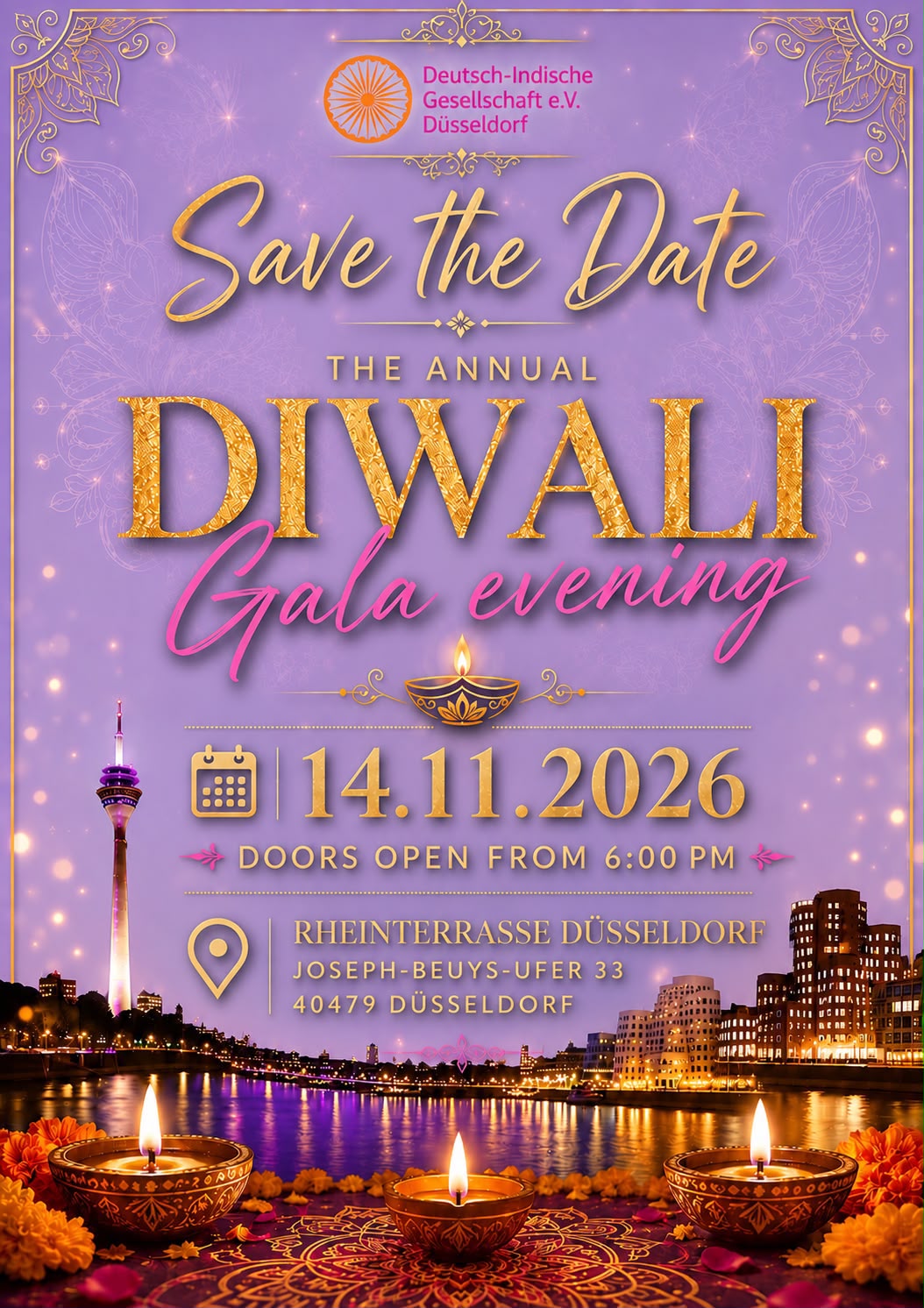 Save-the-Date-Plakat für die Diwali Gala 2026